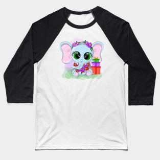 Cute elephant with a wreath on his head Baseball T-Shirt